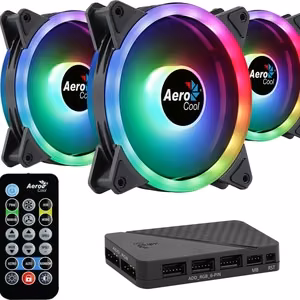 Aerocool DUO12PRO komplekt 3x ventilaator 12 cm ARGB LED Dual Ring vibratsioonikindel 6 viiku must
