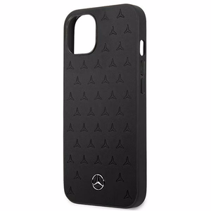 Mercedes nahast tähtede mustriga ümbris iPhone 13 mini jaoks - must