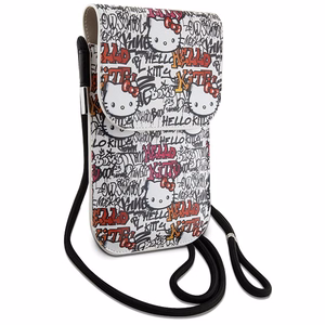 Hello Kitty Leather Tags Graffiti õlakott – beež