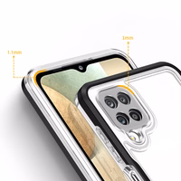 Läbipaistev 3in1 ümbris Samsung Galaxy A22 4G Frame Gel Cover Must