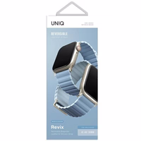 UNIQ rihm Revix Premium Apple Watch Series 1/2/3/4/5/6/7/8/9/SE/SE2 38/40/41mm kahepoolne magnetiline nahk valge-sinine