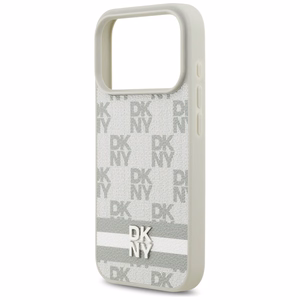 DKNY Checkered with Printed Stripes iPhone 17 Pro Ümbris - Beige