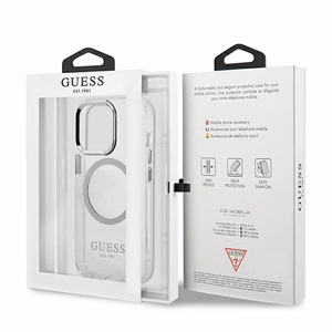 Guess Metal Outline MagSafe чехол для iPhone 13 Pro / iPhone 13 - серебряный