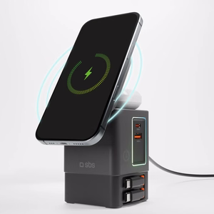 SBS Power Dock 6-in-1 with MagSafe, Stand, and USB-C Cables 65W – Black