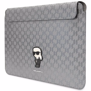Karl Lagerfeld Saffiano Monogram Ikonik ümbris jaoks a 14" laptop - hõbedane