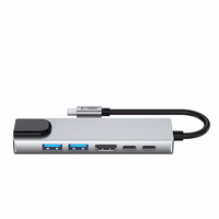 Tech-Protect HB02 HUB Adapter 6in1 USB-C + USB2.0 + USB3.0 + HDMI 4K 30Hz + RJ45 + PD100W - hall