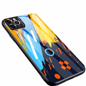 Värviline klaasist ümbris Vastupidav kate karastatud klaasist tagakülje ja kaamerakattega iPhone 11 Pro Max muster 1