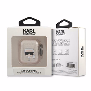 Karl Lagerfeld Glitter Karl's Head ümbris AirPods 1/2 jaoks - kuldne
