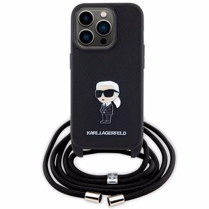 Karl Lagerfeld Crossbody Saffiano Monogram Metal Pin Karl & Choupette Ümbris jaoks iPhone 15 Pro - must
