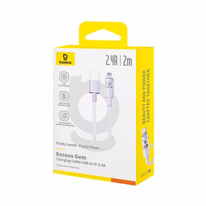 Baseus Gem USB-A kuni Lightning 2.4A kiirlaadimiskaabel 2 m, lilla