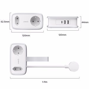 Orico APP 15.5W 5in1 Power Strip 2x AC + 2x USB-A + 1x USB-C - White