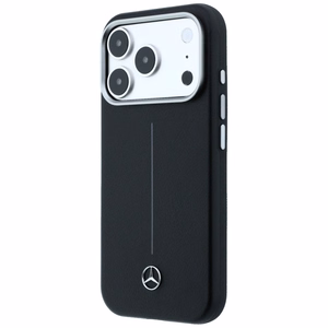 Mercedes кожаный Iconic Line MagSafe чехол iPhone 17 Pro Max - черный