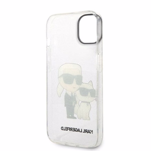 Karl Lagerfeld Glitter Karl&Choupette ümbris jaoks iPhone 14 Plus - läbipaistev