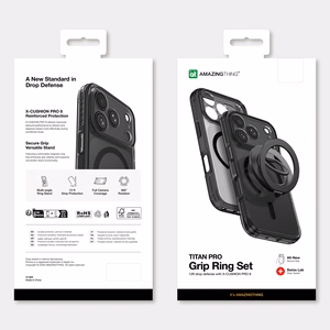 AmazingThing Titan Pro Lens Ring Set ümbris mudelile iPhone 18 Pro, kaamerakaitsega ja magnetrõngaga, ühildub MagSafe'iga – värv: must