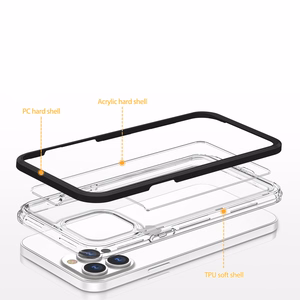 Läbipaistev 3in1 ümbris iPhone 14 Pro Max silikoonist kate koos raamiga must