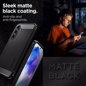 Spigen Rugged Armor ümbris seadmele Samsung Galaxy A55 5G, mattmust