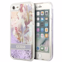 Guess Flower Liquid Glitter ümbris iPhone SE 2022 / SE 2020 / 7 / 8 jaoks - lilla