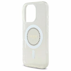 Guess IML Rhinestones MagSafe Ümbris jaoks iPhone 16 Pro Max - valge