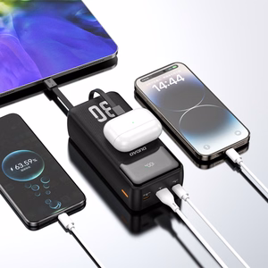 Dudao K15Max 30000mAh PD 22,5W aku koos USB-C ja Lightning kaablitega - valge