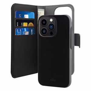 Puro Wallet Detachable MagSafe 2in1 PU Leather Ümbris with Flap and Wallet jaoks iPhone 14 Pro Max - Must