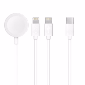 Kaabel 3in1 Type C to 2 x Lightning / Apple Watch 3W 2A C3168 1,2 m valge