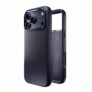 Чехол Puro Icon Mag Pro Liquid Silicone для iPhone 17 Pro, совместимый с MagSafe, с защитой камеры и алюминиевыми кнопками - тёмно-синий