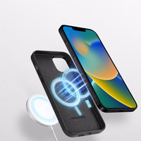 Dux Ducis Grit nahast ümbris iPhone 14 Plus'ile Elegantne kunstnahast ümbris (MagSafe ühilduv) must