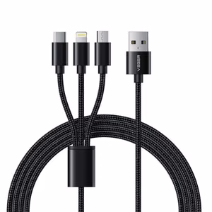 Kaabel 3in1 USB A to Lightning / Typ C / Micro USB VEGER 2A 12W V303 1,2 m must