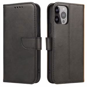 Чехол-кошелёк с подставкой для iPhone 15 Pro Magnet Case - чёрный