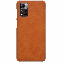 Nillkin Qin Case Case for Xiaomi Redmi Note 11 Pro+ (Hiina) / Redmi Note 11 Pro (Hiina) / Mi11i HyperCharge Camera Protector Holster Cover Flip Case Brown