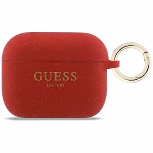 Guess Silikoon Glitter Ring Ümbris for AirPods Pro 3 - punane and Glitter