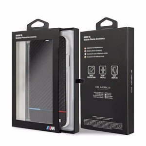 BMW Carbon Tricolor Stripe iPhone XS Max Case - Black