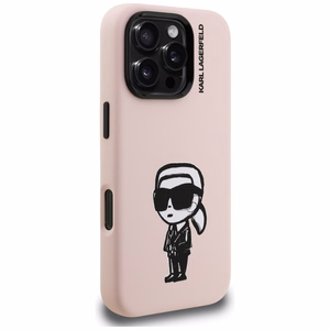Чехол Karl Lagerfeld Silicone Karl Sketch MagSafe для iPhone 16 Pro розовый