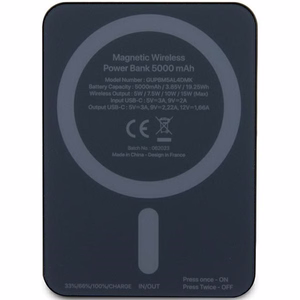 Guess MagSafe 4G Strassed Metal Logo induction power bank 15W 5000mAh - black