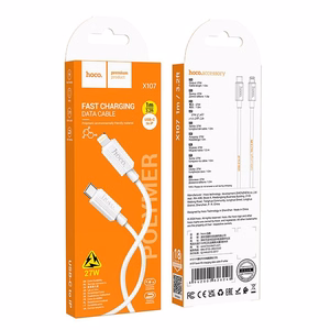 Кабель USB C to Lightning Hoco PD 27W 1 м X107 белый