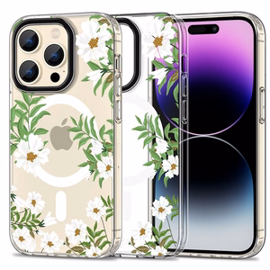 Tech-Protect MagMood MagSafe ümbris jaoks iPhone 15 Pro - daisies with leaves