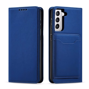 Magnetkaardi ümbris Samsung Galaxy S22 + (S22 Plus) Kott rahakott kaardihoidja sinine