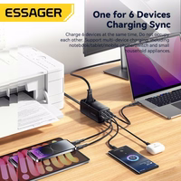 Laadija Essager "Boru GaN" Must 75W (3xPD / 2xQC3.0 / 4kW-16A-250V)