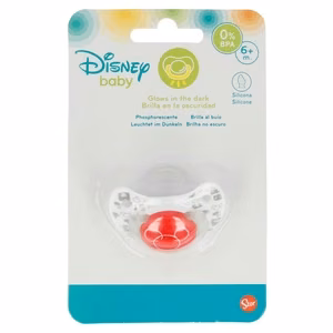 Mickey Mouse anatoomilise kujuga silikoonlutt, alates 6 kuust, helendab pimedas, punane