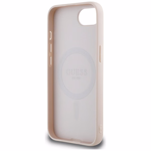 GUESS ümbris jaoks IPHONE 16e (SE 4 2025) compatible with MagSafe GUHMPSE4PGHSMMP (PU Grained Kuldne Ring) roosa