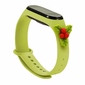 Rihm Xmas Xiaomi Mi Band 5 / 6 jõuludeks Silikoonist rihmaga käevõru koos Puuvõõrikuga - roheline