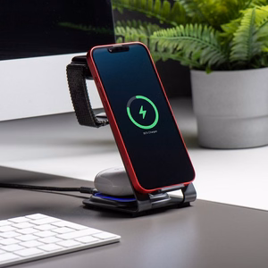Беспроводное зарядное устройство Forcell F-Energy 3in1 Simply Charge алюминий совместимо с Apple Watch и Samsung Watch серый