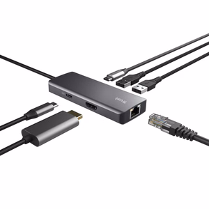 Trust Dalyx - 6-in-1 USB-C mitmepordine adapter, 1000 Mbit/s (hõbedane)