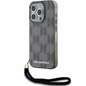 Чехол Karl Lagerfeld IML Mono KL Pattern & Cord для iPhone 15 Pro Max - чёрный