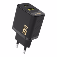 Dudao A27TEU PD 30W GaN USB-A USB-C seinalaadija - must