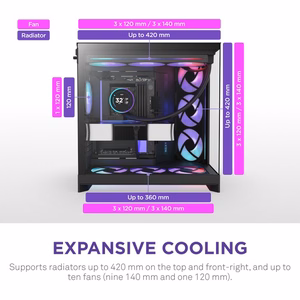 NZXT H9 Flow RGB+ Midi Tower чёрный