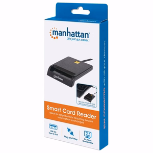 Manhattan USB-A kontakt-kiipkaardilugeja, 12 Mbps, väline, must, kaabel 105 cm