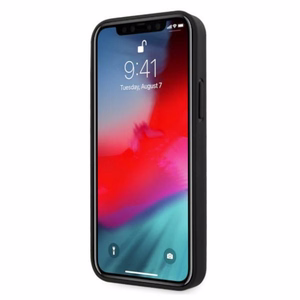 BMW Leather Curve perforeeritud ümbris iPhone 12 / iPhone 12 Pro jaoks - must