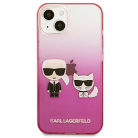 Karl Lagerfeld Gradient Ikonik Karl&Choupette ümbris iPhone 13 mini jaoks - roosa