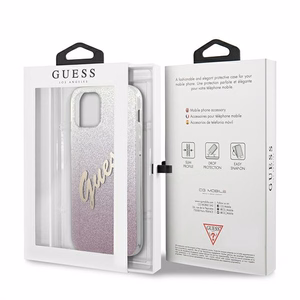 Guess GUHCP12LPCUGLSPI iPhone 12 Pro Max 6.7" roosa/roosa kõvakott Glitter Gradient Script